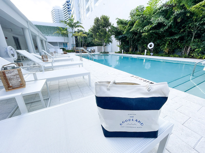 Outdoor Heated pool with The Goodland Bag