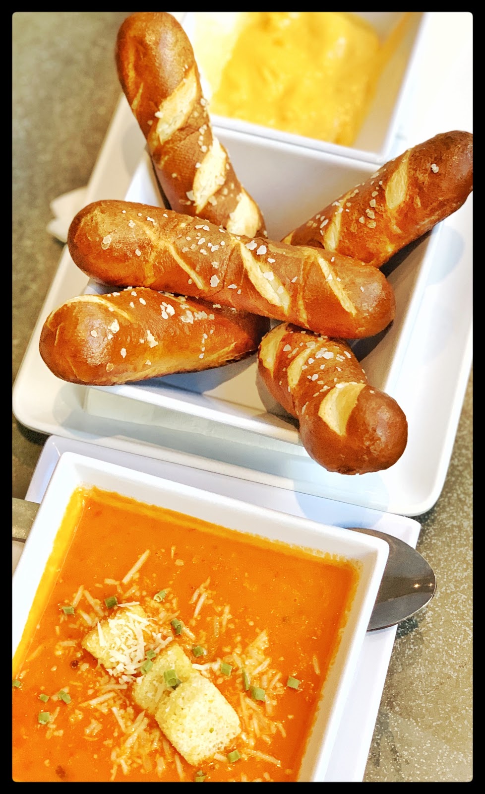 Picture of Pretzel breadsticks and Tomato Bisque Soup