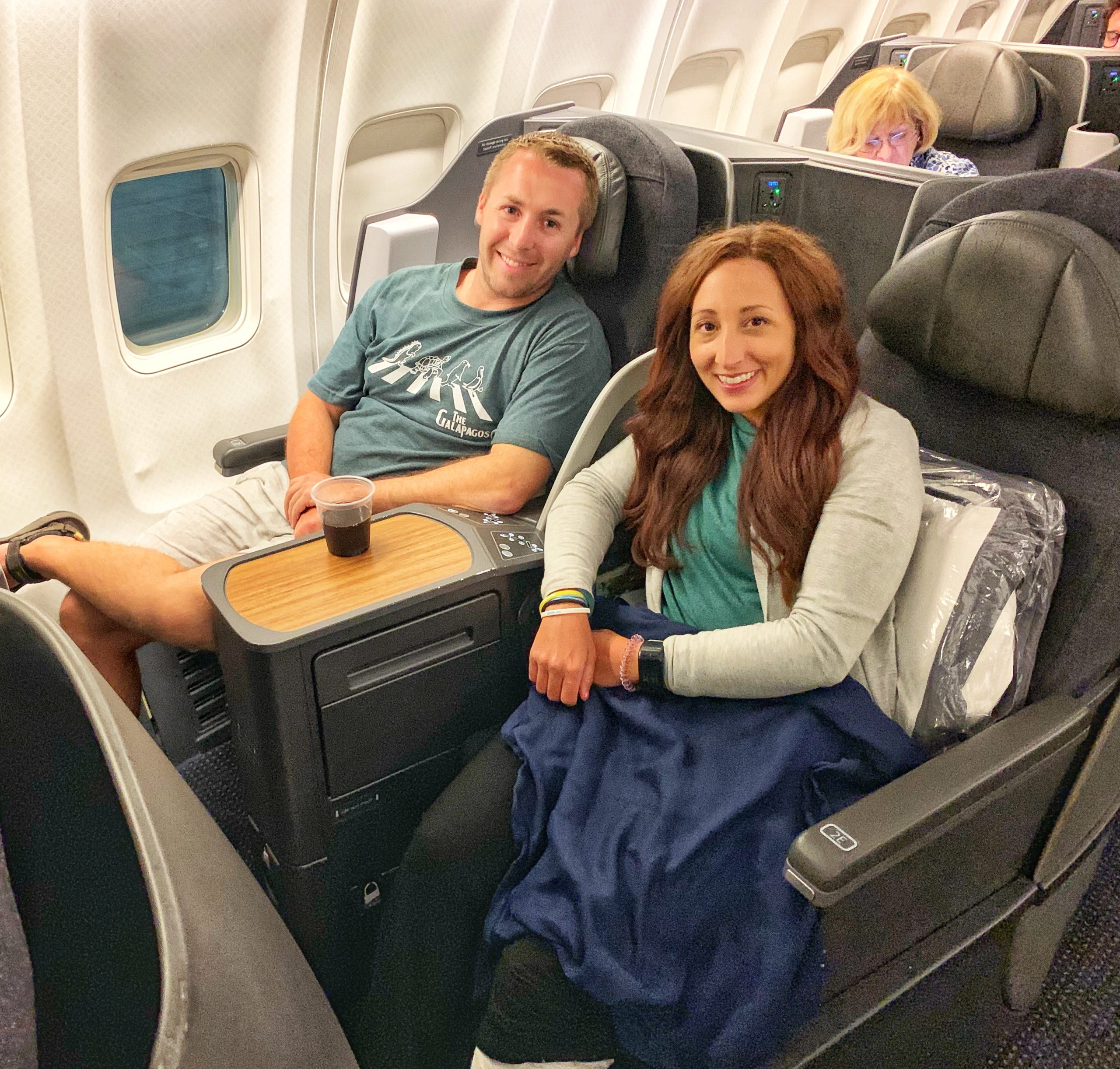 Couples sitting on airplane