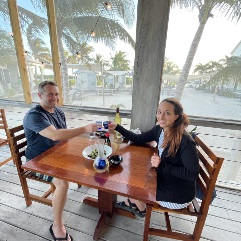 Couple at dinner at Mahogany Bay