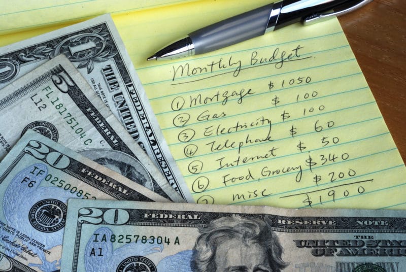 Creating a list of monthly budget costs to pay off debt