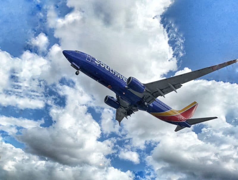 Southwest Airplane Flying in Sky