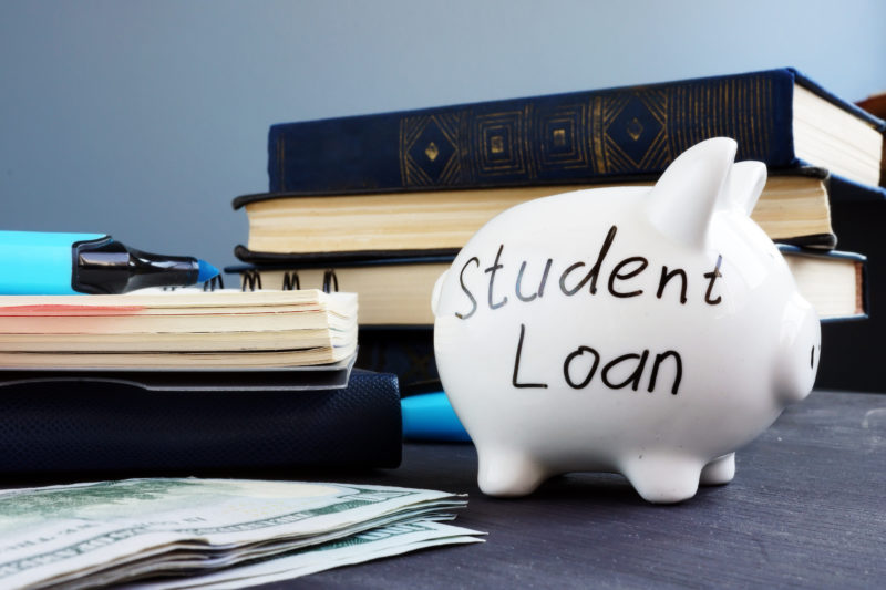 "Piggy Bank" with Student Loan written on it