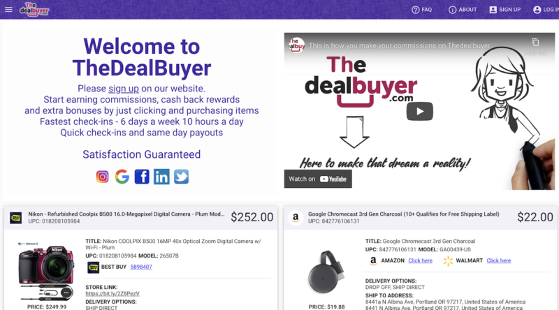 Screenshot of TheDealBuyer website