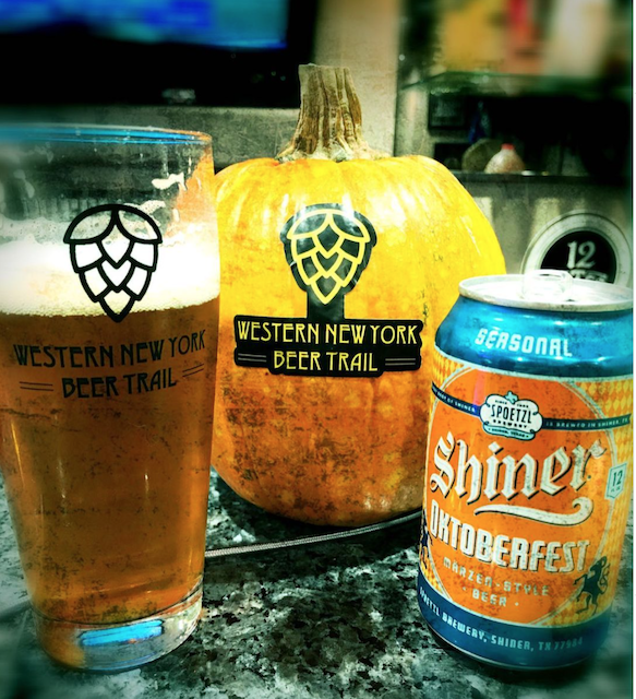 Beer and pumpkin with WNY beer trail logo