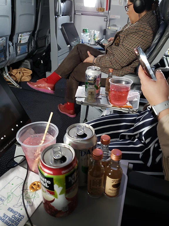 Drinks on an airplane