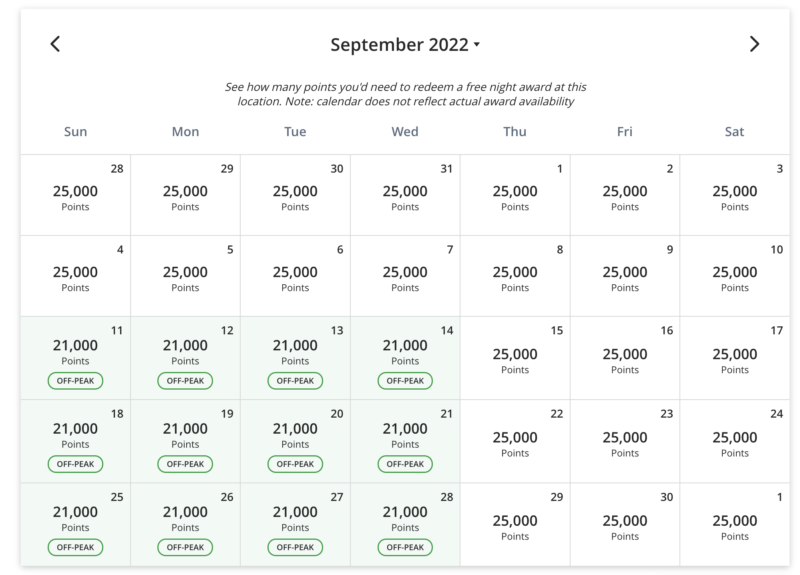 Hyatt Regency Clearwater points booking availability 