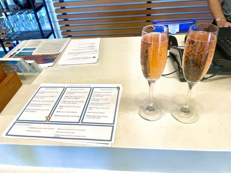 Two glasses of champagne upon check-in
